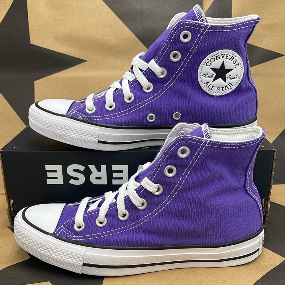 Converse Men’s All Star Purple Canvas Sneakers Hi Top Sneakers 137833F - Picture 3 of 16